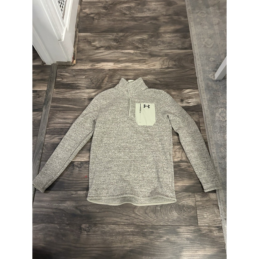 Under Armour Sweater Mens Small Tan Henley 2.0 Long Sleeve‎ 1/4 Snap Pocket 465